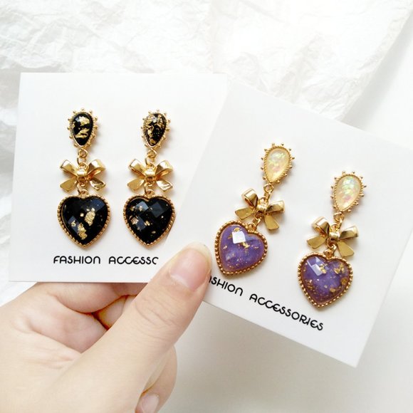 💕Last one Dreamy Bow Heart Resin Ea… - Picture 6 of 7